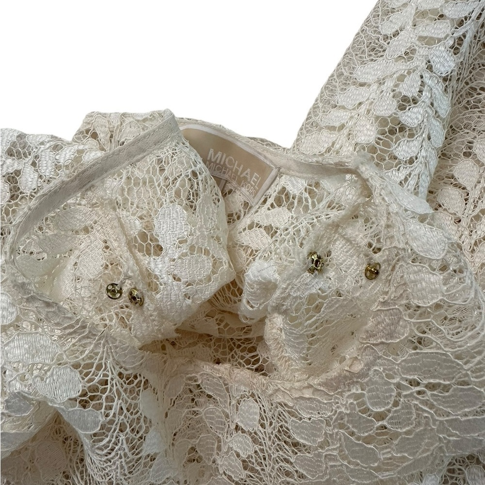 Michael Michael Kors Ivory Bell Sleeve Lace Dress Size M - Picture 13 of 15